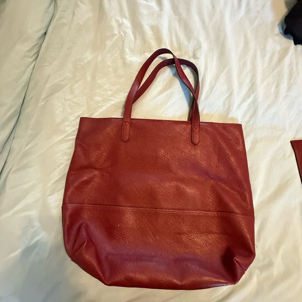 Overbrooke | Burgundy Large Vegan Leather Tote Shoulder Bag
